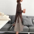 Mock-two Check Loose-fit Long-sleeve Dress