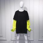 Mock Two-piece Long-sleeve Mini T-shirt Dress