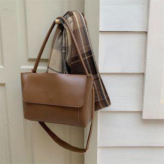 Faux Leather Flap Shoulder Bag / Shoulder Strap / Set