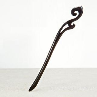 Retro Cutout Wooden Hair Stick Dark Brown - One Size