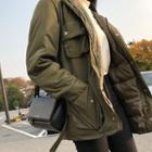 Pocket-detail Jacket With Belt Khaki - One Size