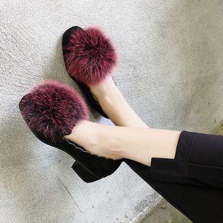 Pom Pom Accent Kitten Heel Pumps