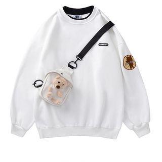 Mock Two-piece Patched Sweatshirt