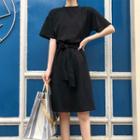 Cut Out Back Short-sleeve A-line Dress