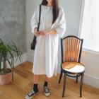 Round-neck Slit-side Shirtdress Ivory - One Size