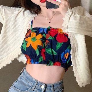 Lace Light Jacket / Spaghetti Strap Printed Top