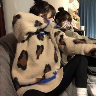 Leopard Print Sweater Leopard - Almond & Brown - One Size