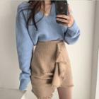 Plain V-neck Sweater / Irregular Slim-fit Skirt