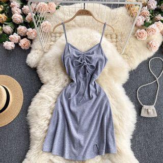 Drawstring Cutout Spaghetti-strap Dress