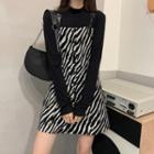 Sleeveless Zebra Print Mini Dress / Top
