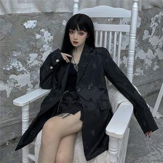 Floral Embroidered Blazer Black - One Size