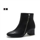 Genuine Leather Zip-trim Ankle Boots