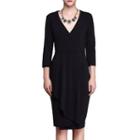 V-neck 3/4-sleeve Ruffled Sheath Dress