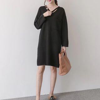 Loose-fit Crewneck Plain Long Dress