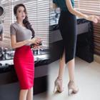 Back Slit High Waist Pencil Skirt