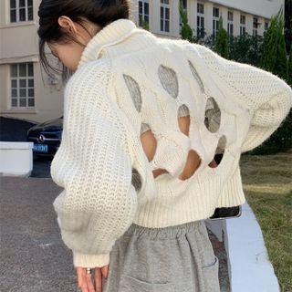 Argyle Sweater / Cut Out Crop Sweater