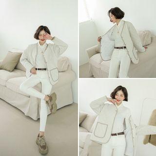 Piped Snap-button Quilted Jacket