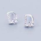 925 Sterling Silver Rhinestone Letter D Earring S925 Silver - 1 Pair - Letter D - One Size