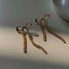 Cz Ribbon Stud Earring 1 Pair - 925silver Earring - One Size