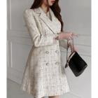 Double-breasted A-line Tweed Coatdress