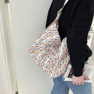 Embroidered Crossbody Bag White & Red & Purple - One Size