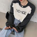 Lettering Print Paneled Sweatshirt / Straight-leg Jeans