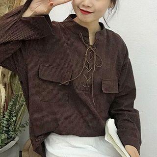 Lace-up Front Blouse