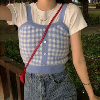 Plaid Camisole Top / Short-sleeve T-shirt