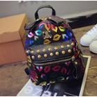 Lips Printed Studded Faux Leather Backpack