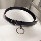 Hoop Accent Faux Leather Belt Black - One Size