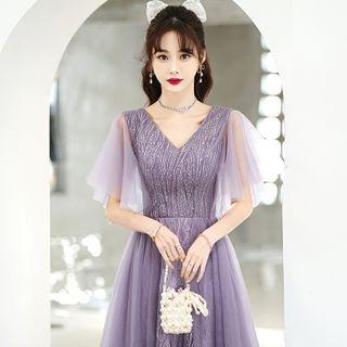 V-neck A-line Evening Gown / Cocktail Dress