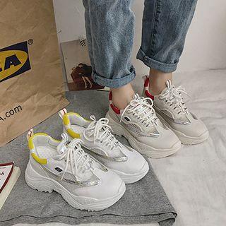 Color Block Lace Up Chunky Platform Sneakers
