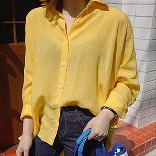 Plain Slit Back Shirt