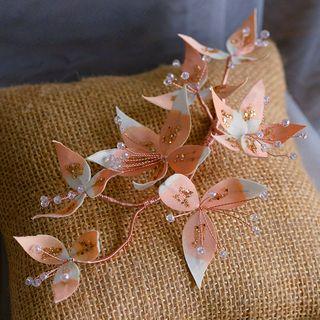 Bridal Beaded Flower Headpiece Orange & White - One Size