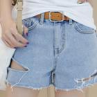 Slit-detail Denim Shorts