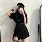 Elbow-sleeve T-shirt / Mini A-line Skirt / Belt Bag / Necklace / Set