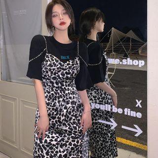 Short-sleeve T-shirt / Leopard Sleeveless Dress