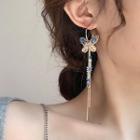 Butterfly Faux Crystal Fringed Earring 1 Pair - Gold - One Size