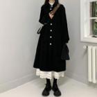 Long-sleeve Midi A-line Shirtdress / Lace Trim Midi A-line Skirt
