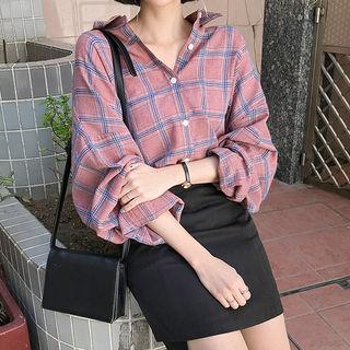 Drop-shoulder Boxy-fit Check Shirt
