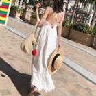 Strappy Backless Lace Trim Maxi Sundress