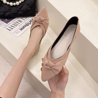 Knot Pointed Faux Suede Flats