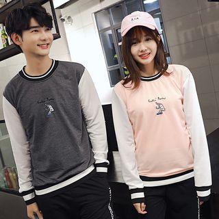 Couple Matching Embroidered Panel Sweatshirt