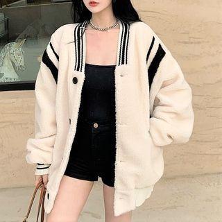 Faux Shearling Baseball Jacket