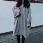 Plain Midi Hoodie Dress Gray - One Size