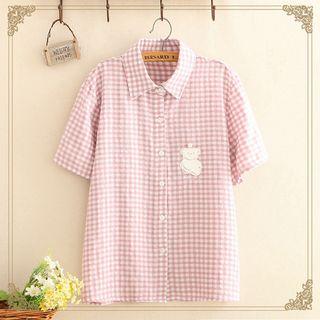 Bear Applique Short-sleeve Shirt