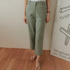 Tab-waist Cropped Wide-leg Pants