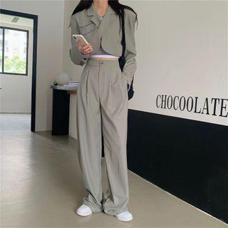 Cropped Blazer / High-waist Wide-leg Dress Pants