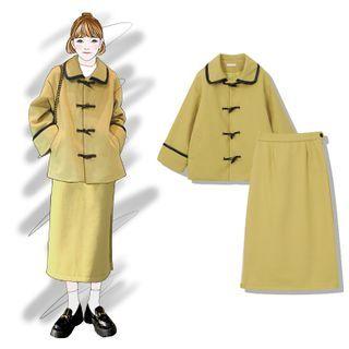 Toggle Coat / Midi Skirt