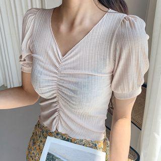 Shirred-front Cropped Top